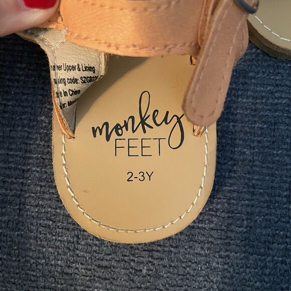 Monkey Feet Leather Sandals Toddler Size 2/3 Peachy Pink Gorgeous Condition - Picture 3 of 13